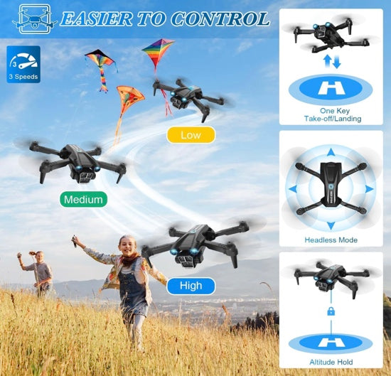 BeiyoQSZ Drone with Camera 1080P HD, Mini Drone for Beginners Kids Adults, RC Quadcopter with 2 Batteries, Carrying Case, Stable Hover, Trajectory Flight, Gravity Control, Toys Gifts for Teen Boys Girls
