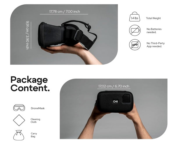Dronemask Patented Unibody Lens FPV Goggles Immersive VR Headset for DJI & GPS Drones