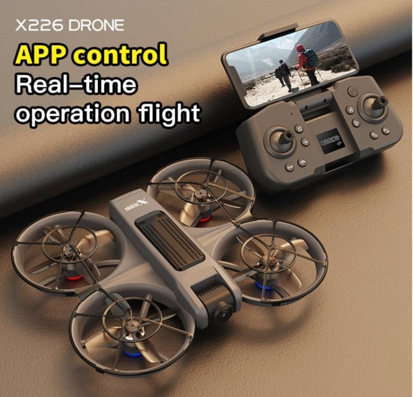 APIZCUK X226 VR FPV Drone with VR Goggles, One Key Takeoff/Landing, APP Control, Brushless Motor, Dual Batteries, Beginner-Friendly Quadcopter with Propeller Guards, Optical Flow Positioning, Dual Cameras & LED Night Lights, a first-person view