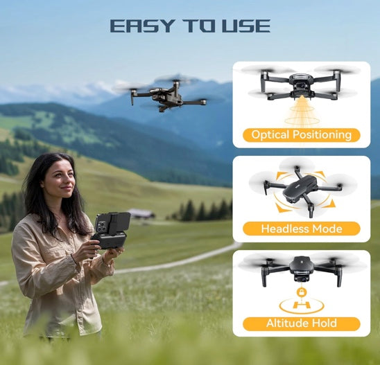 LANSAND EC130 Brushless Motor Drone with Camera for Adults 4K UHD Long Range FPV Video,5G Transmission,120°FOV 90°Adjustable Lens,2Batteries,Carrying Case,Optical Positioning,Easy for Beginner,Under249G