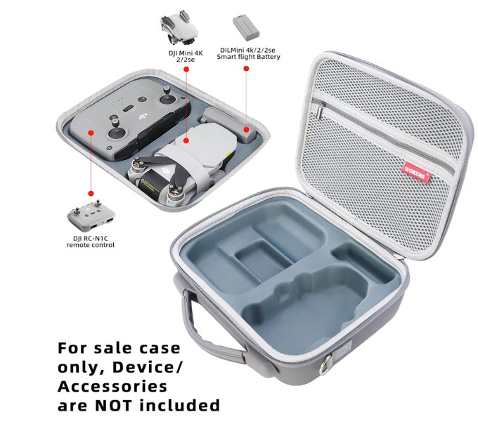 Father&I Drone 4K Mini / 2SE/2 Combo Accessories Only (Carry-ing) Protective Case Hard Storage Organizer Bag Holder for DJi Mini 4K / 2SE/2 Crossbody &Two Way Zipper, Grey (NOT Silicone)