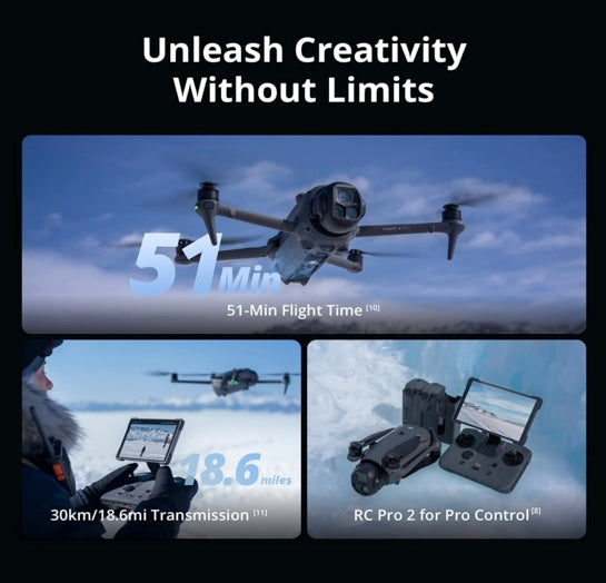 DJI Mavic 4 Pro Drone with DJI RC 2, Flagship Tri-Camera Drone with 100MP 4/3 CMOS Hasselblad Camera, for Professionals, 30km/18.6mi Video Transmission, 51-Min Max Flight Time