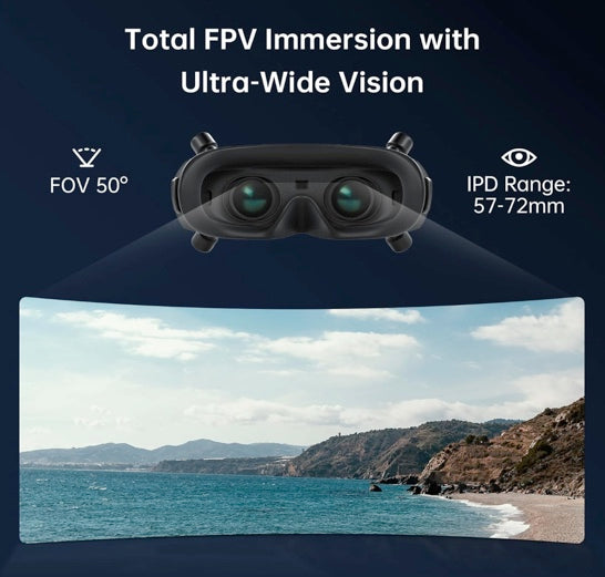 CADDXFPV Walksnail Avatar HD FPV Goggles X – 1080p Ultra-Wide Screen, 50° FOV, Head Tracking, Immersive Flight Experience, HDMI/AV Input, Compatible FPV Drone Goggles for All Walksnail VTX Kits