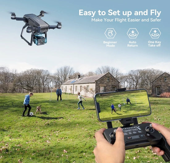 Bwine F7GB2 GPS Drone with Camera 4K, 3-Aix Gimbal, 2Mile Long Range, 75Mins Flight Time with 3 Batteries, Auto Return, Follow Me, Beginner Mode for Kids