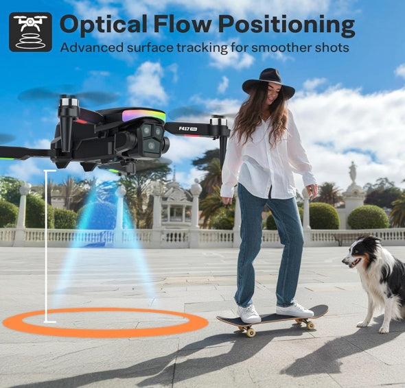 FAKJANK 23706b09 Drone with 1080P Camera Screen Remote Control,RGB LED Light FPV Drone Quadcopter for Adults Beginners,Headless Mode Altitude Hold Optical Flow Positioning,One Key Start/Land Foldable,3 Speed Modes