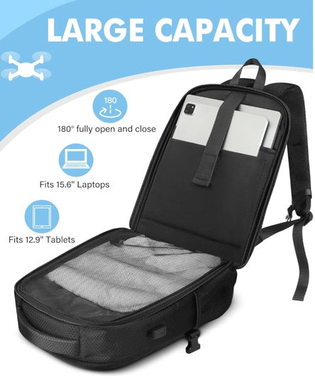 Mini 4 Pro Case, Waterproof Hard Carrying Case, Large Drone Bag Fits 15.6 Inch Laptop, Travel Backpack Compatible with DJI Mini 4 Pro, RC 2/ RC-N2 Controller, Fly More Combo and Accessories