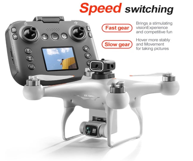 EcuFlyAi S116 RC Hobby Drone – 1080P Dual Camera Quadcopter with Screen Remote LED Lights(White)