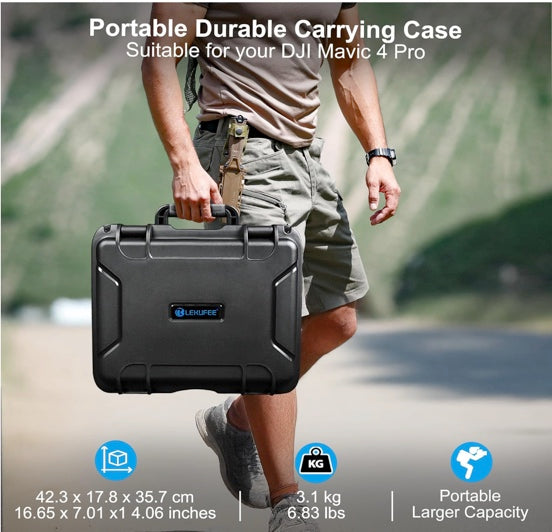 Lekufee Waterproof Hard Carrying Case for DJI Mavic 4 Pro Drone, Creator Combo, Fly More Combo, DJI RC Pro 2/RC 2, Battery (7 pcs), Charging Hub, and other Accessories(Case Only)