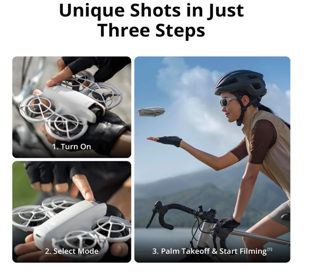 DJI Neo Fly More Combo, Mini Drone with 4K UHD Camera for Adults, 135g Self Flying Drone that Follows You, Palm Takeoff, Subject Tracking, QuickShots, Stabilized Video, with RC-N3 and 3 Batteries