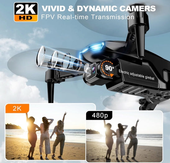 Loiley X69 Drone with Camera for Adults, 2K HD FPV Drones with Upgrade Altitude Hold, One-Key Take Off/Landing, Speed Adjustment, Headless Mode, 2 Batteries, Toys Gifts for Teen Boys Girls, Beginner
