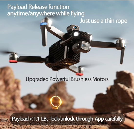 Bingchat Upgraded Professional Drones with Camera for Adults 4K HD 3 Axis Gimbal EIS, 360° Obstacle Avoidance, Payload Release, Tablet Touch Screen Controller, Up to 5 Miles Range, 84 Minutes Long Battery, Follow Me, GPS Safe Height Auto Return