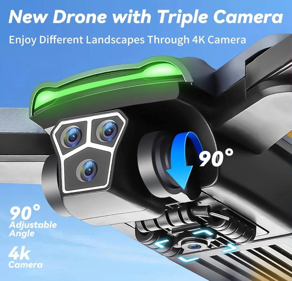 HYTOBP S166 GPS Drone with 4K Camera for Adults, S166 Drone Under 249g 5GHz Transmission 3 Batteries, 90° Adjustable Lens, Auto Return, Follow Me, Brushless Motor Drones for Adults and Beginners (Black)