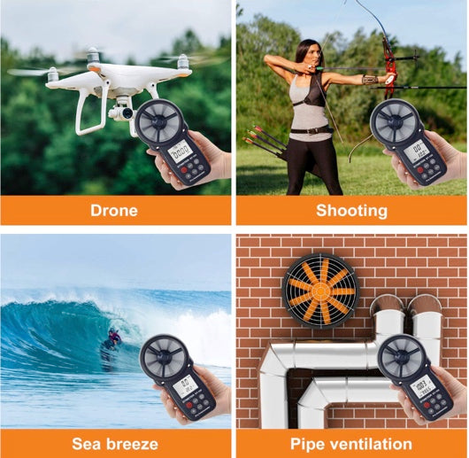 BTMETER BT-100 Handheld Anemometer, Digital Wind Speed CFM Meter Gauge Air Flow Velocity Tester for HVAC Shooting Drone, Wind Chill, 14℉-113℉ Wind Temperature