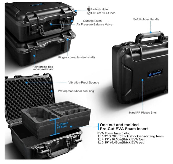 Lekufee Waterproof Hard Carrying Case for DJI Mavic 4 Pro Drone, Creator Combo, Fly More Combo, DJI RC Pro 2/RC 2, Battery (7 pcs), Charging Hub, and other Accessories(Case Only)