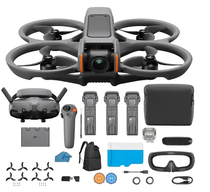 DJI Avata 2 Fly More Combo (3 Batteries), FPV Drone with Camera 4K, Immersive Experience, One-Push Acrobatics, Built-in Propeller Guard, 155° FOV, Camera Drone With 128gb Micro SD, Backpack