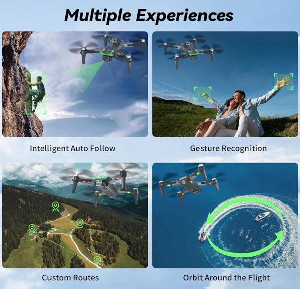 HYTOBP S166 GPS Drone with 4K Camera for Adults, S166 Drone Under 249g 5GHz Transmission 3 Batteries, 90° Adjustable Lens, Auto Return, Follow Me, Brushless Motor Drones for Adults and Beginners (Black)