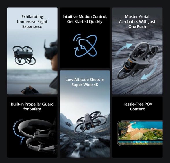 DJI Avata 2 Fly More Combo (3 Batteries), FPV Drone with Camera 4K, Immersive Experience, One-Push Acrobatics, Built-in Propeller Guard, 155° FOV, Camera Drone With 128gb Micro SD, Backpack