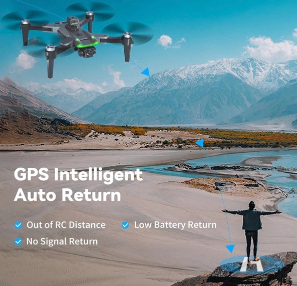 HYTOBP S166 GPS Drone with 4K Camera for Adults, S166 Drone Under 249g 5GHz Transmission 3 Batteries, 90° Adjustable Lens, Auto Return, Follow Me, Brushless Motor Drones for Adults and Beginners (Black)