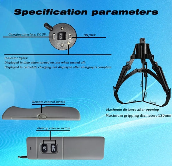 Universally Drone Airdrop System Release Device Payload Delivery Transport Drop, for DJI Mini4/Mini3/Mini2/Air3/Air2/Air2S/ Mavic Series Drone Accessories (Mechanical Claw)