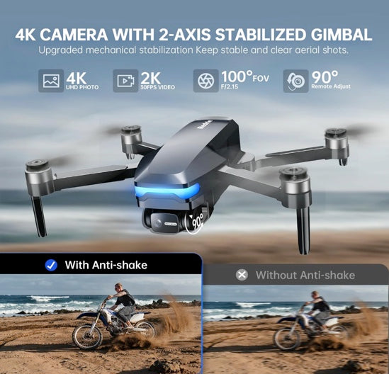 Redrie HK33 GPS Drone with Camera 4K, Under 249g, 45 Mins Flight, Brushless Motor, Light, Auto Follow, Tap Fly & Circle Fly, One Key Start, Foldable Drone for Adults Beginners