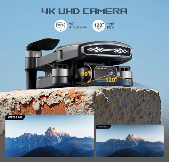 LANSAND EC130 Brushless Motor Drone with Camera for Adults 4K UHD Long Range FPV Video,5G Transmission,120°FOV 90°Adjustable Lens,2Batteries,Carrying Case,Optical Positioning,Easy for Beginner,Under249G