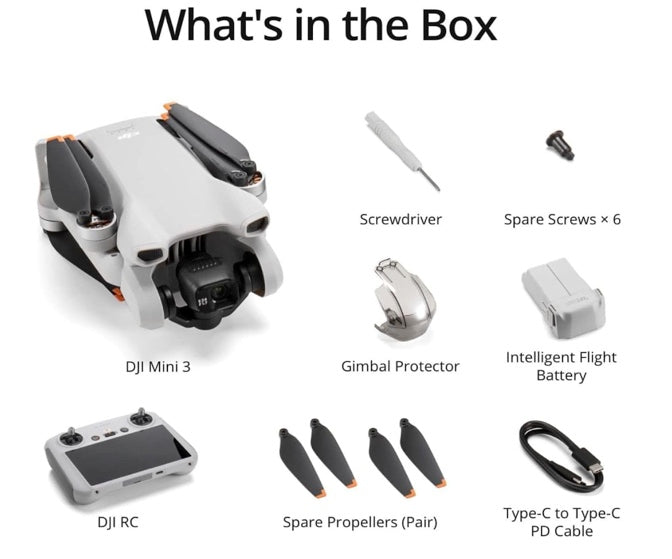 DJI Mini 3 (DJI RC), Lightweight 3x Mechanical Gimbal Drones with Camera for Adults 4K, 38-min Flight Time, up to 32800ft (10km) Video Transmission, Vertical Shooting, GPS Auto Return Integrated