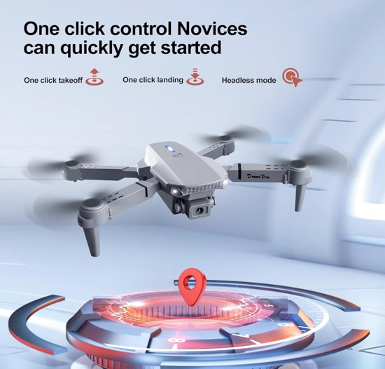 Elecci E88 Drone with Screen Controller with SD card, Foldable Mini Drone for Beginners, 2 Batteries, 360° Flips Waypoint Fly, Active Obstacle Avoidance, One Key Take Off/Landing. (2 batteries)