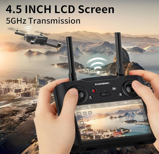 Suangrc K600 GPS Drone with Camera for Adults 1080P, 4.5"LCD Screen Control and Follow Me, 5GHz FPV Real-Time and GPS Auto Return, Up to 32G SD Card, RC Quadcopter drone Beginner, Long Flight Time Under 249g