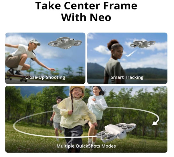 DJI Neo Fly More Combo, Mini Drone with 4K UHD Camera for Adults, 135g Self Flying Drone that Follows You, Palm Takeoff, Subject Tracking, QuickShots, Stabilized Video, with RC-N3 and 3 Batteries