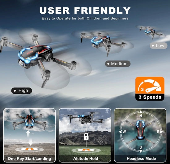 Loiley X69 Drone with Camera for Adults, 2K HD FPV Drones with Upgrade Altitude Hold, One-Key Take Off/Landing, Speed Adjustment, Headless Mode, 2 Batteries, Toys Gifts for Teen Boys Girls, Beginner