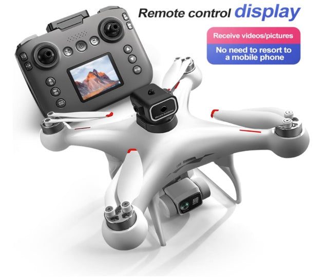 EcuFlyAi S116 RC Hobby Drone – 1080P Dual Camera Quadcopter with Screen Remote LED Lights(White)