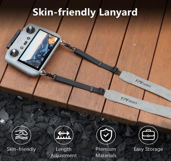 FPVtosky Lanyard for DJI RC 2 & RC & RC Pro, Mini 5 Pro Lanyard RC Neck Strap, Soft Leather Lanyard Compatible with DJI Flip/Mini 4/ Mini3 / Mavic 3 / Air 3S Remote Controller Accessories