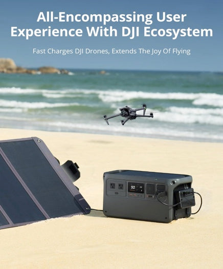 DJI Power 1000 Portable Power Station, 1024Wh LiFePO4 Battery, 2200W (Peak 2600W) AC/140W USB-C Output, 23db Ultra-Silent, Solar Generator For Home Backup, Camping(Solar Panel Optional)