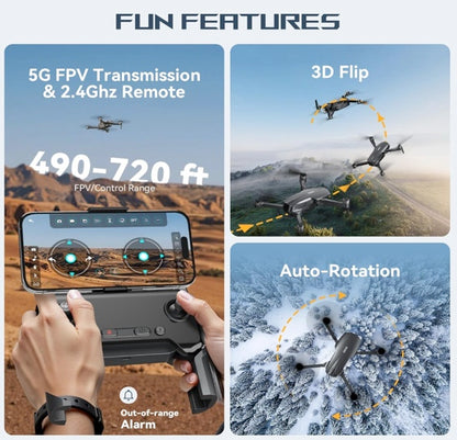 LANSAND EC130 Brushless Motor Drone with Camera for Adults 4K UHD Long Range FPV Video,5G Transmission,120°FOV 90°Adjustable Lens,2Batteries,Carrying Case,Optical Positioning,Easy for Beginner,Under249G
