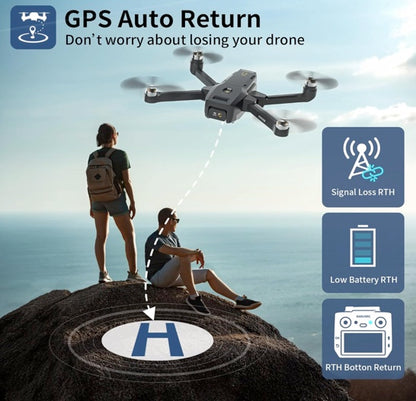 Suangrc K600 GPS Drone with Camera for Adults 1080P, 4.5"LCD Screen Control and Follow Me, 5GHz FPV Real-Time and GPS Auto Return, Up to 32G SD Card, RC Quadcopter drone Beginner, Long Flight Time Under 249g