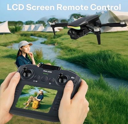 FAKJANK 23706b09 Drone with 1080P Camera Screen Remote Control,RGB LED Light FPV Drone Quadcopter for Adults Beginners,Headless Mode Altitude Hold Optical Flow Positioning,One Key Start/Land Foldable,3 Speed Modes