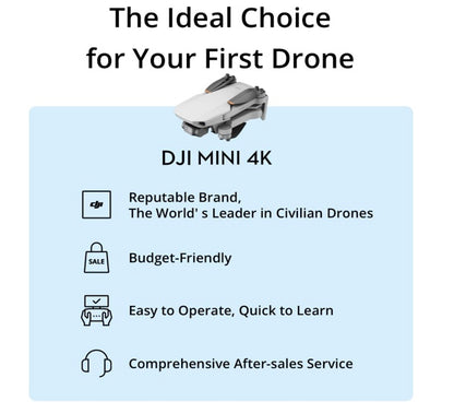DJI Mini 4K, Drone with 4K UHD Camera for Adults, Under 249 g, 3-Axis Gimbal Stabilization, 10km Video Transmission, Auto Return, Wind Resistance, 1 Battery for 31-Min Max Flight Time, Intelligent Flight