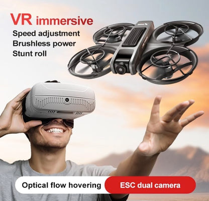 APIZCUK X226 VR FPV Drone with VR Goggles, One Key Takeoff/Landing, APP Control, Brushless Motor, Dual Batteries, Beginner-Friendly Quadcopter with Propeller Guards, Optical Flow Positioning, Dual Cameras & LED Night Lights, a first-person view