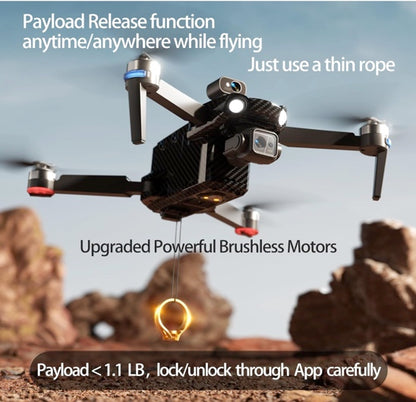 Bingchat Upgraded Professional Drones with Camera for Adults 4K HD 3 Axis Gimbal EIS, 360° Obstacle Avoidance, Payload Release, Tablet Touch Screen Controller, Up to 5 Miles Range, 84 Minutes Long Battery, Follow Me, GPS Safe Height Auto Return