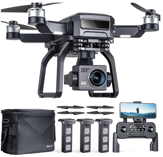 Bwine F7GB2 GPS Drone with Camera 4K, 3-Aix Gimbal, 2Mile Long Range, 75Mins Flight Time with 3 Batteries, Auto Return, Follow Me, Beginner Mode for Kids