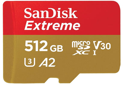 SanDisk Extreme microSDXC UHS-I Memory Card with Adapter - Up to 190MB/s, C10, U3, V30, 4K, 5K, A2, Micro SD Card - SDSQXAV-256G-GN6MA