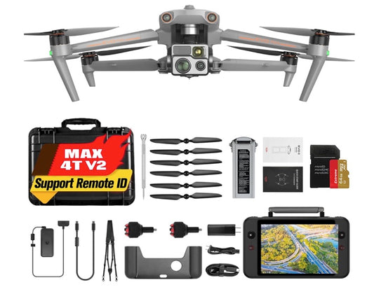 Autel Robotics EVO MAX 4T V2, Zoom/ Thermal/ L-aser 4 Cameras in One, 48MP&1/2" CMOS 8K Camera, 1-160x Super Zoom, 640×512 Thermal Resolution,ABX41-D Intelligent Battery In-place Detection, A-Mesh 1.0, 720° No Blind Spot, 42 Min, SkyLink 3.0