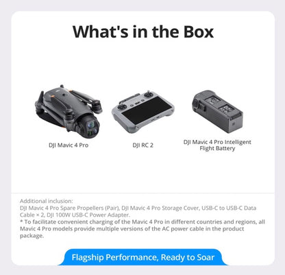 DJI Mavic 4 Pro Drone with DJI RC 2, Flagship Tri-Camera Drone with 100MP 4/3 CMOS Hasselblad Camera, for Professionals, 30km/18.6mi Video Transmission, 51-Min Max Flight Time