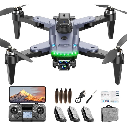 HYTOBP S166 GPS Drone with 4K Camera for Adults, S166 Drone Under 249g 5GHz Transmission 3 Batteries, 90° Adjustable Lens, Auto Return, Follow Me, Brushless Motor Drones for Adults and Beginners (Black）