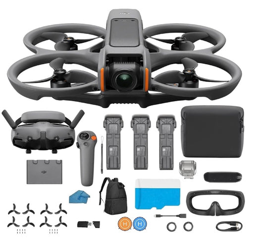 DJI Avata 2 Fly More Combo (3 Batteries), FPV Drone with Camera 4K, Immersive Experience, One-Push Acrobatics, Built-in Propeller Guard, 155° FOV, Camera Drone With 128gb Micro SD, Backpack