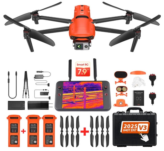 Autel Robotics EVO II Dual 640T Enterprise V3, Support Remote ID, 640 * 512@30 fps Thermal Imaging, 0.8" RYYB CMOS 8K Sensor, DRI Ranges, 1-16x Zoom, 42 Mins,15KM Transmission