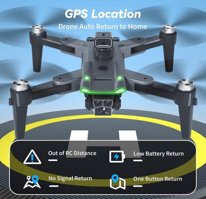 HYTOBP S166 GPS Drone with 4K Camera for Adults, S166 Drone Under 249g 5GHz Transmission 3 Batteries, 90° Adjustable Lens, Auto Return, Follow Me, Brushless Motor Drones for Adults and Beginners (Black）