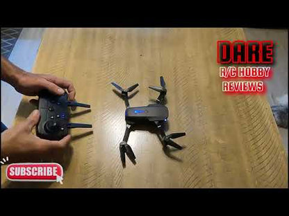 Elecci E88 Drone with Screen Controller with SD card, Foldable Mini Drone for Beginners, 2 Batteries, 360° Flips Waypoint Fly, Active Obstacle Avoidance, One Key Take Off/Landing. (2 batteries)