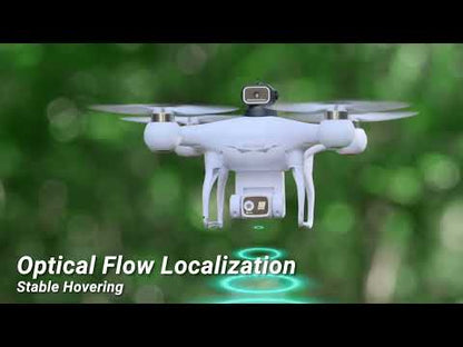 EcuFlyAi S116 RC Hobby Drone – 1080P Dual Camera Quadcopter with Screen Remote LED Lights(White)